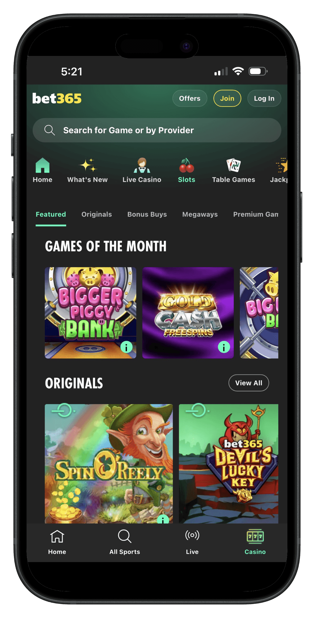 Bet365 Casino games