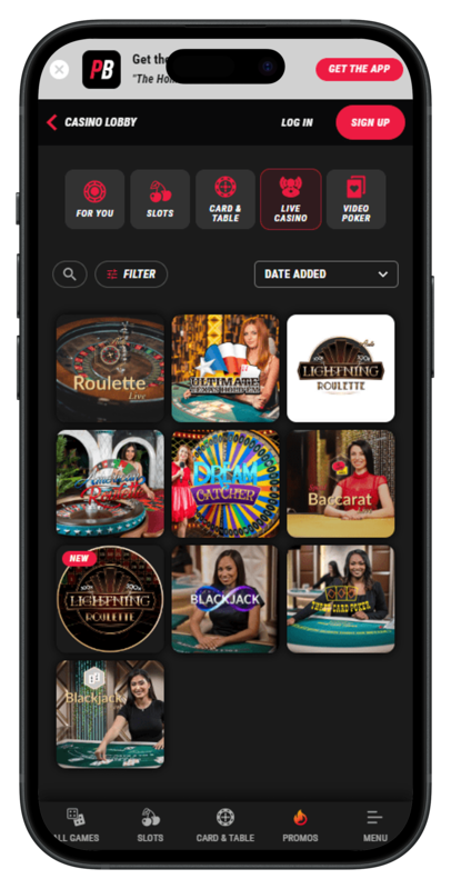 PointsBet LiveCasino Mobile portrait 406x800