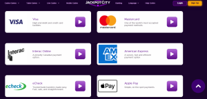 banking options at Jackpot City Casino