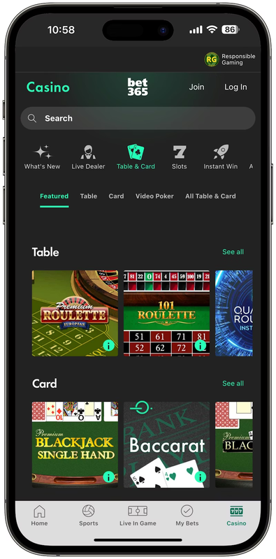 bet365 Casino Screenshot 395x800