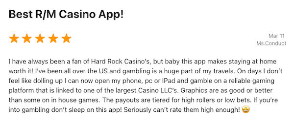 Hard Rock Bet Casino user review