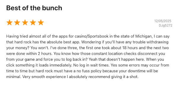 Hard Rock Bet Casino user review