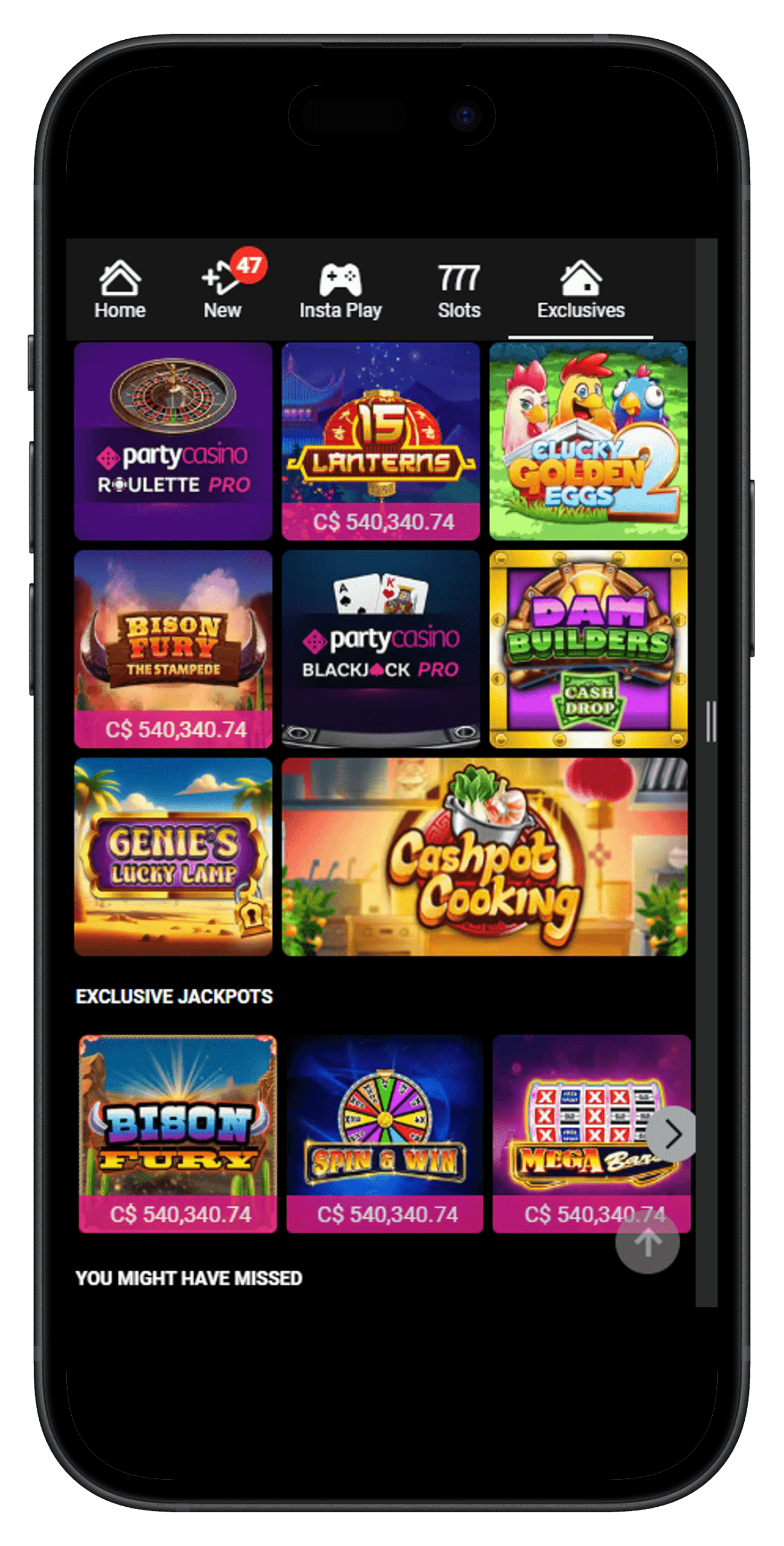 Exclusives Available at PartyCasino