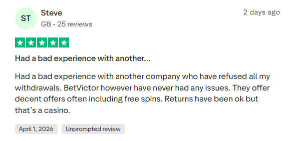 BetVictor Ontario Customer Review 1