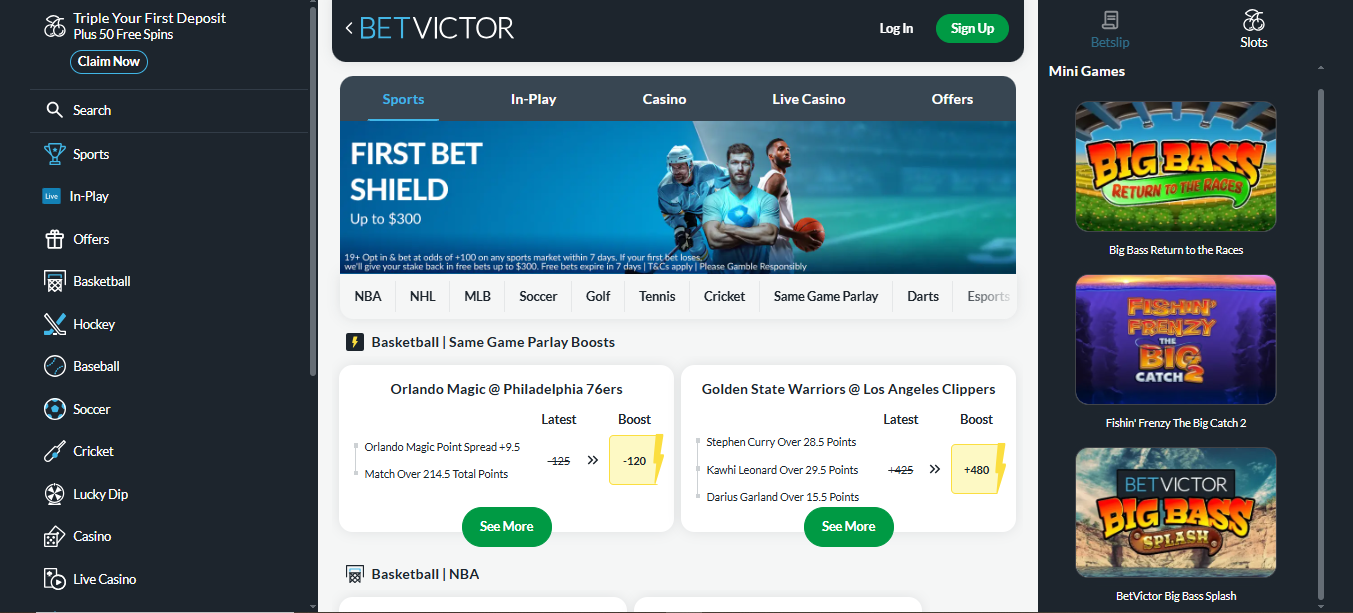 BetVictor Ontario Home Page