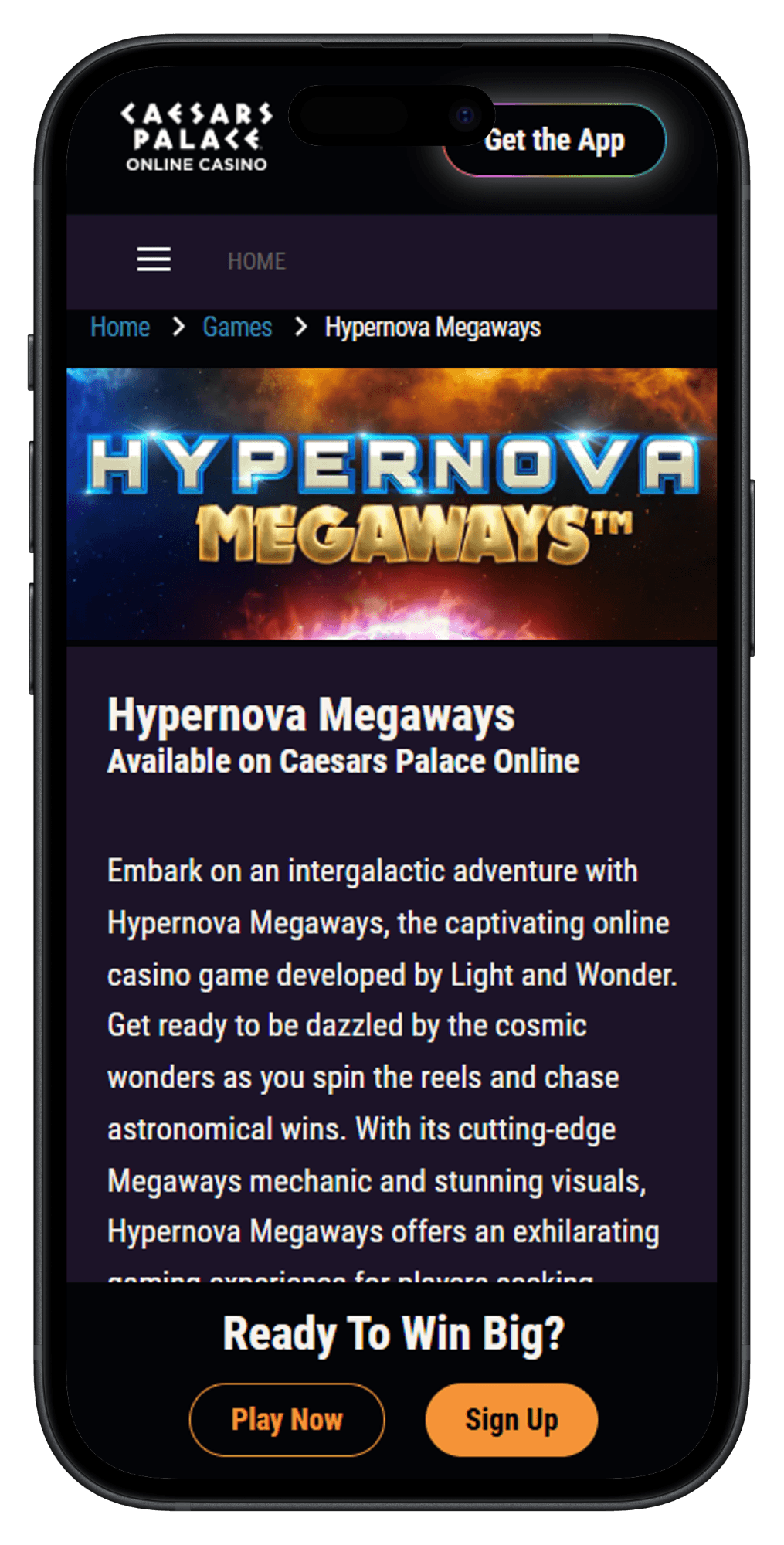 Caesars Palace Hypernova Megaways game