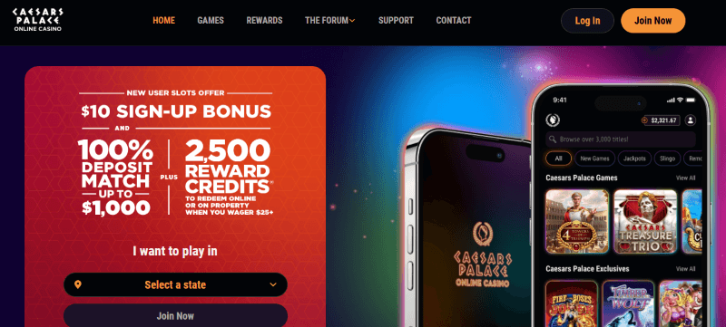 Caesars Palace Online Casino Homepage