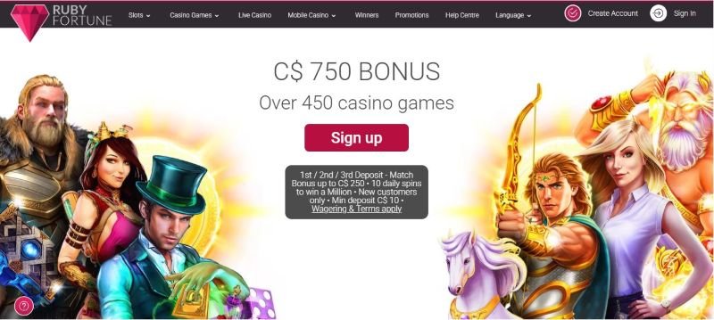 Ruby Fortune homepage