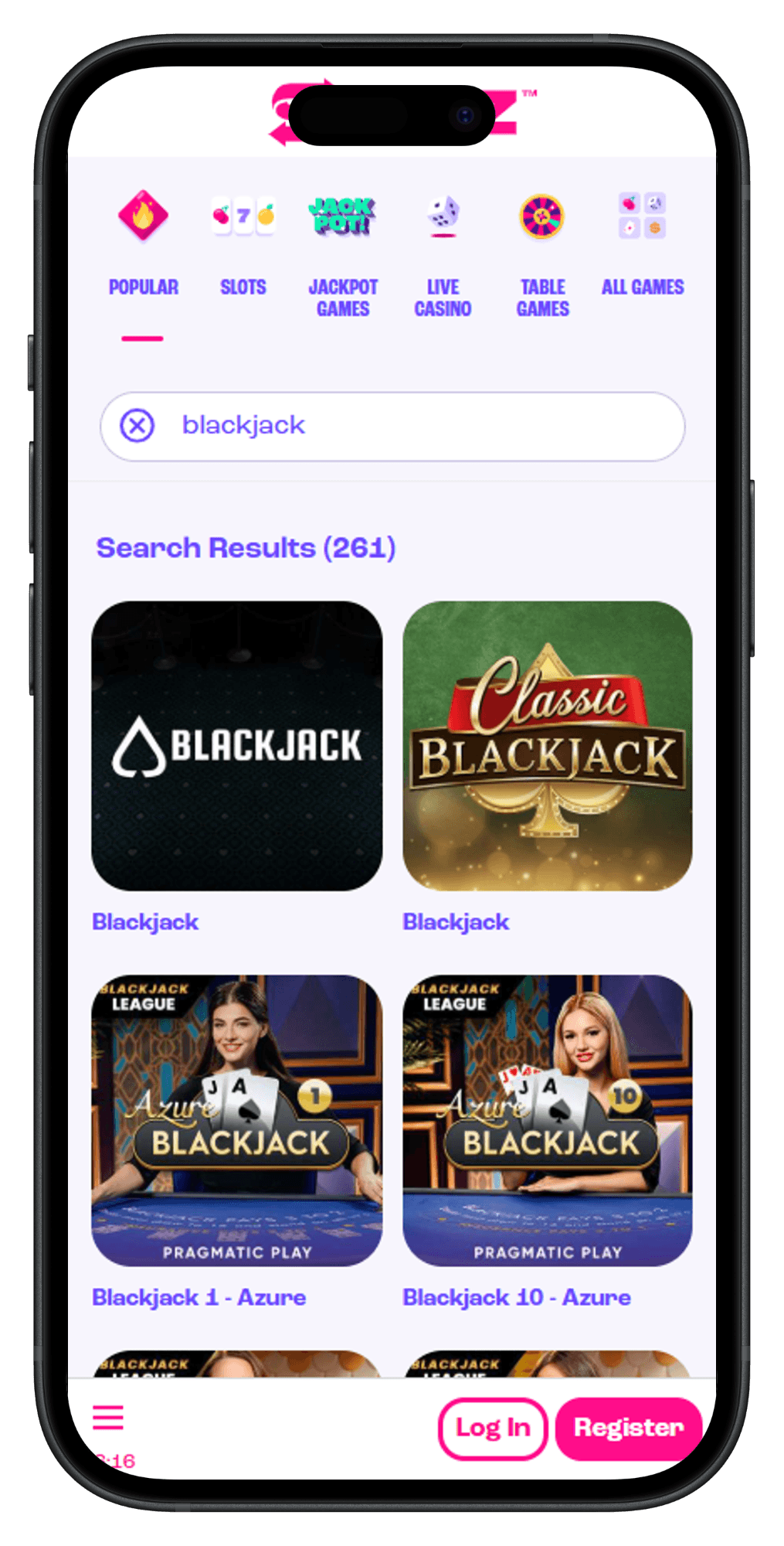 Spinz casino blackjack games