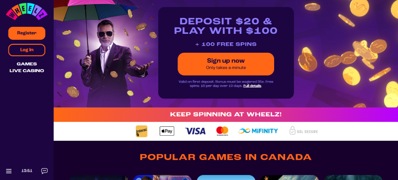 Wheelz Casino HomePage