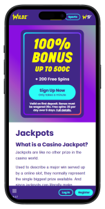 Wildz Casino jackpot games