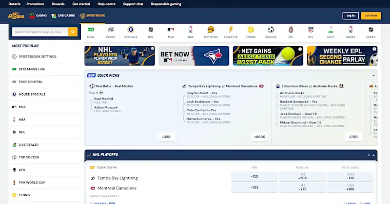 BetRivers Sportsbook Ontario home page